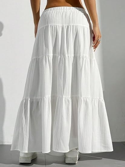 White Tiered Maxi Skirt image 2